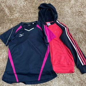 t44 adidas MIZUNO パーカーとtシャツセット サイズMとL表記