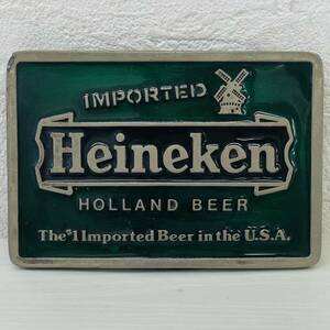 ベルトバックル Heineken ハイネケン 6.5×9.5 亜鉛合金製 ベルト用バックル 交換用バックル バックル ビールブランド ヴィンテージ AT