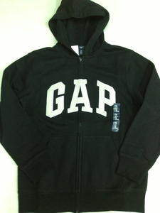 ラスト１品■ＧＡＰ■新品■160■ロゴパーカー■ギャップ■黒■ジップ■ジップアップ■アウターにもインナーにも■2-1