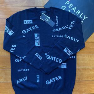 送料無料PEARLY GATESパーリーゲイツMENS PG編地モノグラム柄WOOL羊毛カシミヤKNITプルオーバー軽量保温性柔らか伸縮Navy(大特価5)新品