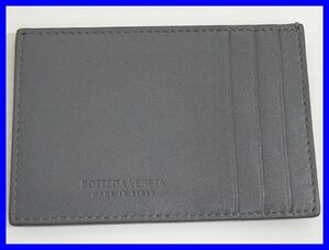 2405★F-1972★BOTTEGA VENETA ボッテガヴェネタ カード・パスケース 名刺入れ グレー レザー マキシイントレチャート　中古