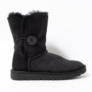 UGG アグ 1016226 ムートンブーツ ベイリーボタン2 ブラック 24cm レディース スエード ロゴ入りボタン ショート シープスキン 無地 防寒