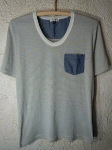 ｎ7683　a.v.v HOMME　アーヴェヴェ　オム　半袖　ボーダー　デザイン　tシャツ　人気　送料格安