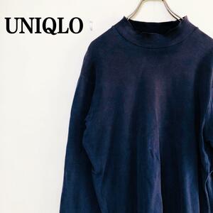 2303-0459 UNIQLO ユニクロ ハイネック コットン ニット プルオーバー カットソー コットン100% メンズ Ｌ