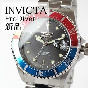 ブルーレッド新品ペプシカンINVICTAメンズ腕時計カレンダー日付３針 赤青インビクタ カレンダー箱付シルバー黒ブラック