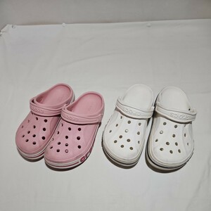 crocs　クロックス　サンダル ピンク 3　白　M4　W6 　２足セット　クロックスバンド