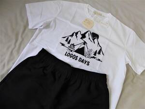 LOGOS DAYS ロゴスデイズ 帝人 TEIJIN コラボ SOLOTEX Tシャツ ハーフパンツ 上下セット　LL　白黒　②