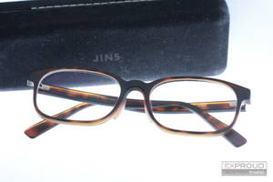 良品★F17 JINS ジンズ Jasper Morrison OPTICAL Wellington URF-17S-280 マットブラウンデミ 53.2□16.6-144.0○35 メガネケース付き