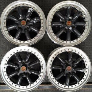 管理番号：Ｗ3-23【4本価額】【15x6J 4x100 ET+38 ハブ60】深リム・BR BLACK RACING ブラックレーシング・コンパクトカー等・直接引取可