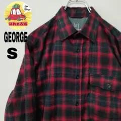 usa古着 GEORGE ネルシャツ　S ブラック　レッド　オンブレチェック