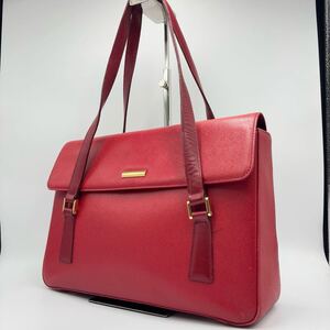 FN250117-398 BURBERRY バーバリー 肩掛け ショルダーバッグ トートバッグ　レッド ゴールド金具 内側ノバチェック レディース 鞄