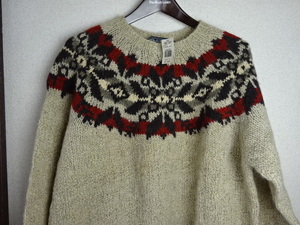 訳ありデッドストック新品☆POLO SPORT☆HAND KNIT☆ノルディック柄☆ＷＯＯＬセーター♪サイズL