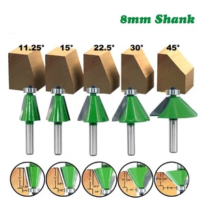 木工 合わせカット トリマー ボール盤 フライス ルータービット 軸シャンク8mm カッター コーナー接合用 5個セット