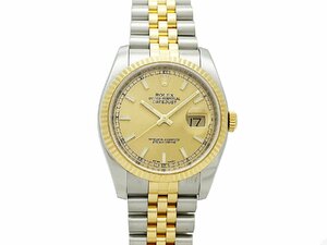 ロレックス ROLEX デイトジャスト 116233 K18/SS ゴールド文字盤 M番台 自動巻 メンズ 腕時計 仕上げ済