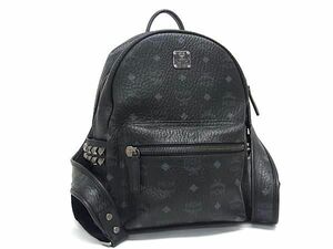 1円 ■美品■ MCM エムシーエム ヴィセトス柄 モノグラム レザー リュックサック デイパック バックパック レディース ブラック系 FA9958