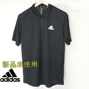 新品未使用●送料無料●(L)アディダス adidas 黒/ブラック 半袖ポロシャツ/薄手