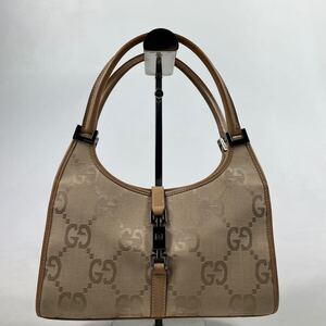 1円〜【入手困難品】 GUCCI グッチ ハンドバッグ ジャッキー レザー GG キャンバス アクセサリーポーチ ワンショルダーバッグ