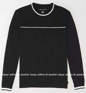 〓アメリカンイーグル/US XXL/AE Tipped 厚手ロンTee/Black