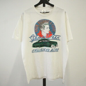 B480 90sビンテージ Lee リー 半袖プリントTシャツ USA製■1990年代製 表記Lサイズ ホワイト 白 シングル ラメ アメカジ 古着 古着卸 80s