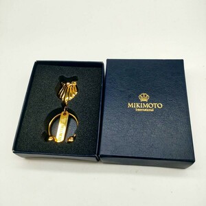 【美品】Mikimoto ミキモト キーリング シェルモチーフ×パール ブランド小物 キーホルダー ストラップ レディース 美品 アクセサリー