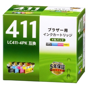 インク ブラザー互換インク LC411 4色パック｜INK-B411-4P 01-7776 オーム電機
