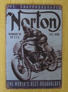 送料無料 ノートン モーターサイクル 金属製 メタルサインプレート カフェレーサー Norton　Motorcycles ブリキ看板 ガレージ 店舗備品