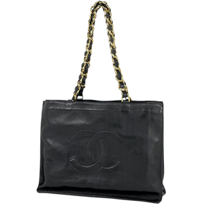 シャネル CHANEL ココマーク チェーン トートバッグ ショルダーバッグ トートバッグ レザー ブラック レディース 【中古】