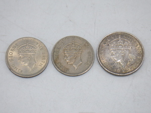 h4A100Z- 外国 旧硬貨 イギリス領 マラヤ 1941年 10セント銀貨 ジョージ6世/1950年 5セント×2枚 合計3枚