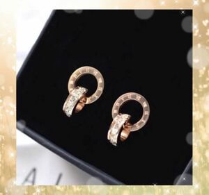 【ピアス】18K ゴールドメッキ　色ピンクゴールド