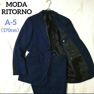 MODA RITORNO モダリトオルノ バーズアイスーツセットアップ 2P 紺ブレザー＆パンツ ネイビー 170cm 上下セット ビジネス 春夏 洋服の青山 