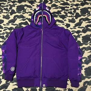 shark hoodie puffer down jacket BAPE ダウンジャケット エイプ A BATHING APE 1st camo purple 迷彩 シャークパーカー