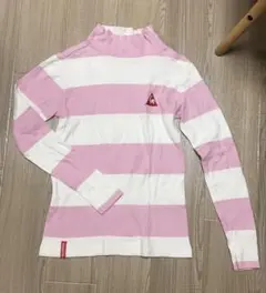 le coq sportif ピンクストライプハイネックセーター