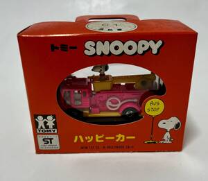 未使用品 TOMY AVIVA 日本製 SNOOPY スヌーピー ハッピーカー C1 消防車 ピンク 桃色