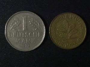 1972 West Germany 1 mark / 10 Pfennig coin (COIN72)