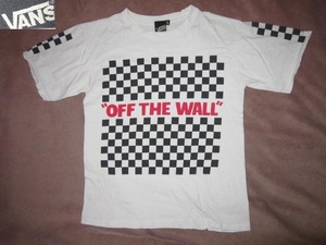 VANS OFF THE WALL ヴァンズ デカロゴ チェッカー フラッグ柄 Tシャツ 白 M バンズ SK8