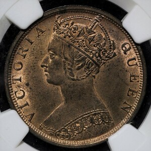 ■■香港 1セント銅貨 1901年 VICTORIA ヴィクトリア NGC MS62RB 未使用品 人気有り!■■