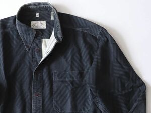 中古品★ARMANI JEANS アルマーニ ジーンズ★オーバーサイズストライプ格子柄長袖ワイシャツ★M【本物保証】ダークグレー濃灰【正規品】