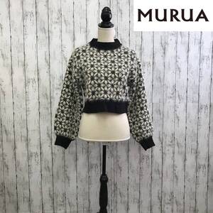 MURUA 　ムルーア　レトロジオメニット　Fサイズ　ブラック　オリジナルの柄　ショート丈　S5.5-36　USED