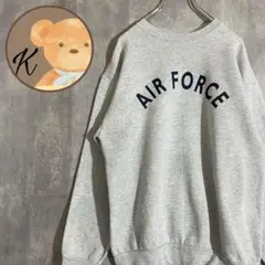 【雰囲気◎】USA製 AIR FORCE プリント ロゴ スウェット グレー S