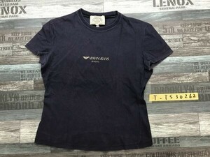 ARMANI JEANS アルマーニ ジーンズ レディース ロゴプリント 半袖Tシャツ 40 紺