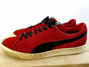 良好 90年 TAIWAN製 PUMA SUEDE プーマ スエード 赤 黒 US8 26cm 90s ビンテージ // クライド