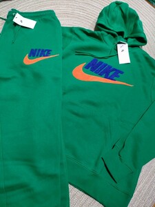 新品 定価21010 NIKE ワッフルロゴ スウェット セットアップ グリーン 緑 М ナイキ 上下 ナイキ メンズ パーカー パンツ