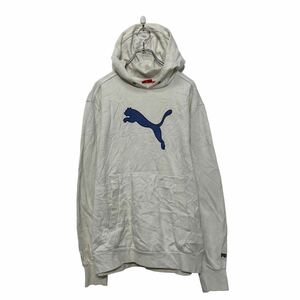 PUMA ロゴ スウェット パーカー プーマ L ホワイト 裏起毛 古着卸 アメリカ仕入 a606-6000