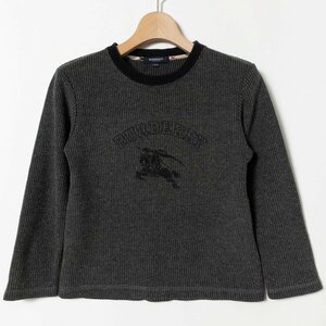 BURBERRY LONDON バーバリー ロンドン 子供服 キッズ セーター風カットソー 長袖 グレー ネイビー 男の子 プリント 130A アクリル 綿 男子