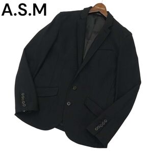 A.S.M アトリエサブ メン 通年 総裏★ アンコン テーラード ジャケット Sz.50　メンズ 黒 ASM　A4T01849_2#O