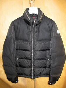 モンクレール　MONCLER ARCS　ウール　切替　袖　ロゴ　ワッペン　ハイネック　ダウン　ジャケット　黒　1　国内正規品