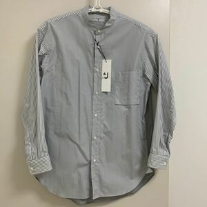 ★UNIQLO特別コレクション+J スーピマコットンオーバーサイズスタンドカラーシャツ 05 gray　ゆったりサイズS