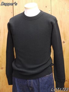 新品 ダッパーズ スタンダートワッフルクルーネック長袖Tシャツ 38 ブラック dapper