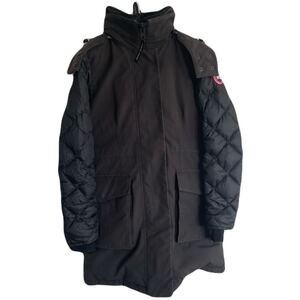 カナダグース　エルウィンパーカ　Elwin Parka 3205L 異素材MIX ダウンロングコート　レディースＳ　ブラック