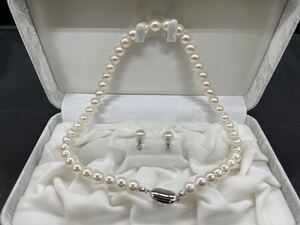 H 未使用 パール 真珠 ネックレス 留具シルバー刻印 アクセサリー ジュエリー イヤリング ピアス セット 925 シルバー pearl SILVER